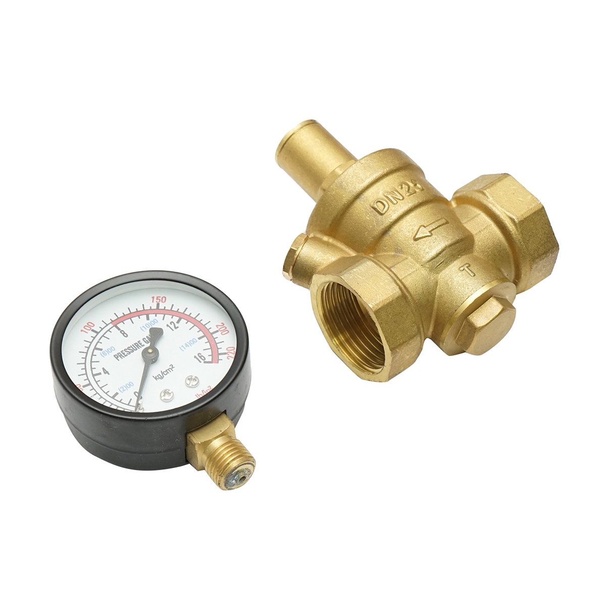 Regulator de reducerea a presiunii apei 1-1 tol, reglabil cu sita filtrare si manometru DN25 pentru instalatii solare rezidentiale